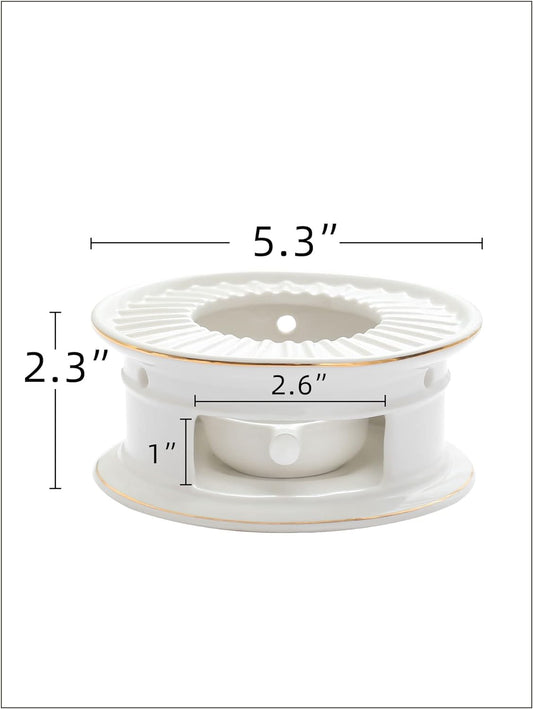 CHENP.HMC Teapot Warmer, Ceramic Tea Warmer with Tealight Holder(White) | Teapot Heater for Heating Coffee, Milk, Tea Light Heater, Candle Warmer