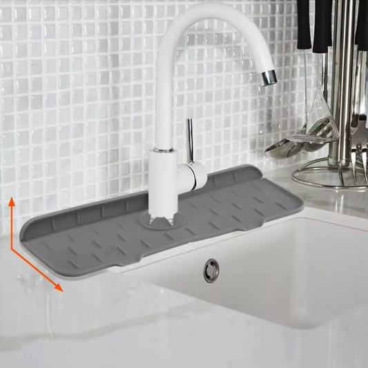 Silicone Sink Splash Guard for Faucet – Faucet Mat Drip Catcher, Kitchen Sink Water Guard, Behind Faucet Protector, Fast-Drying, Fits Most Sinks (14.5” x 5.5”, Dark Gray)