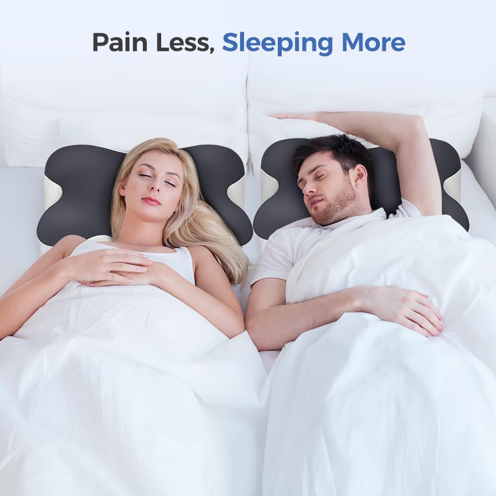 Cervical Neck Pillow for Neck Pain Relief,Mellow Sleep Pillow,Memory Foam Neck Pillow for Sleeping,Orthopedic Neck Support Pillow for Back Stomach Sleepers,Ergonomic Pillow with Pillow Covers