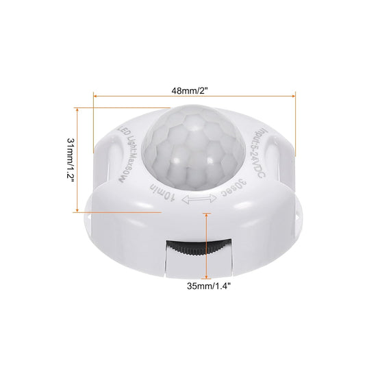 MECCANIXITY DC 5V-24V PIR Motion Activated Sensor Switch for Kitchen Cabinet LED Strip Light, with Light Sensor White
