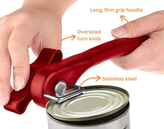Fan Wu Safe Side-Cut Manual Can Opener, Smooth Edge | No Sharp Lid Risks;Ergonomic Non-Slip Grip;Fits All Standard Cans;Rust-Resistant Stainless Steel;Dishwasher Safe Design