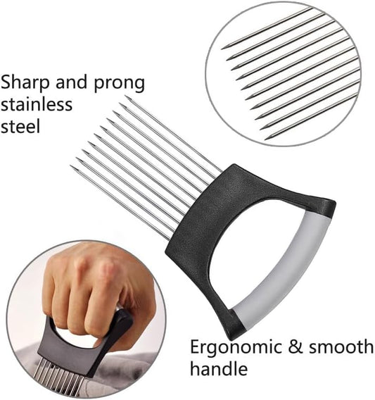 Onion Holder for Slicing, Lemon Slicer Cutter, Food Vegetable Chopper Assistant Tool for Meat, Potato and Tomato (Red, 1PCS)