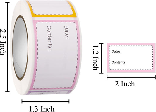 250PCS Food Labels Stickers, Freezer Labels Removable Food Storage Freezer Tape to Write on, 1x2Inch Adhesive Food Date Canning Labels for Jars Daycare Bottle Labels Food Containers
