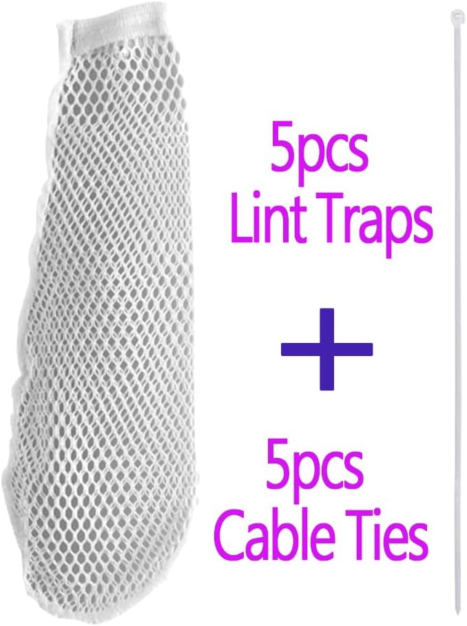 Nylon Lint Trap for Washing Machine Drain Systems & Discharge Hoses - Fits All Washing Machines (3Pcs Nylon Velvet Collector and 3Pcs Tie Strap)