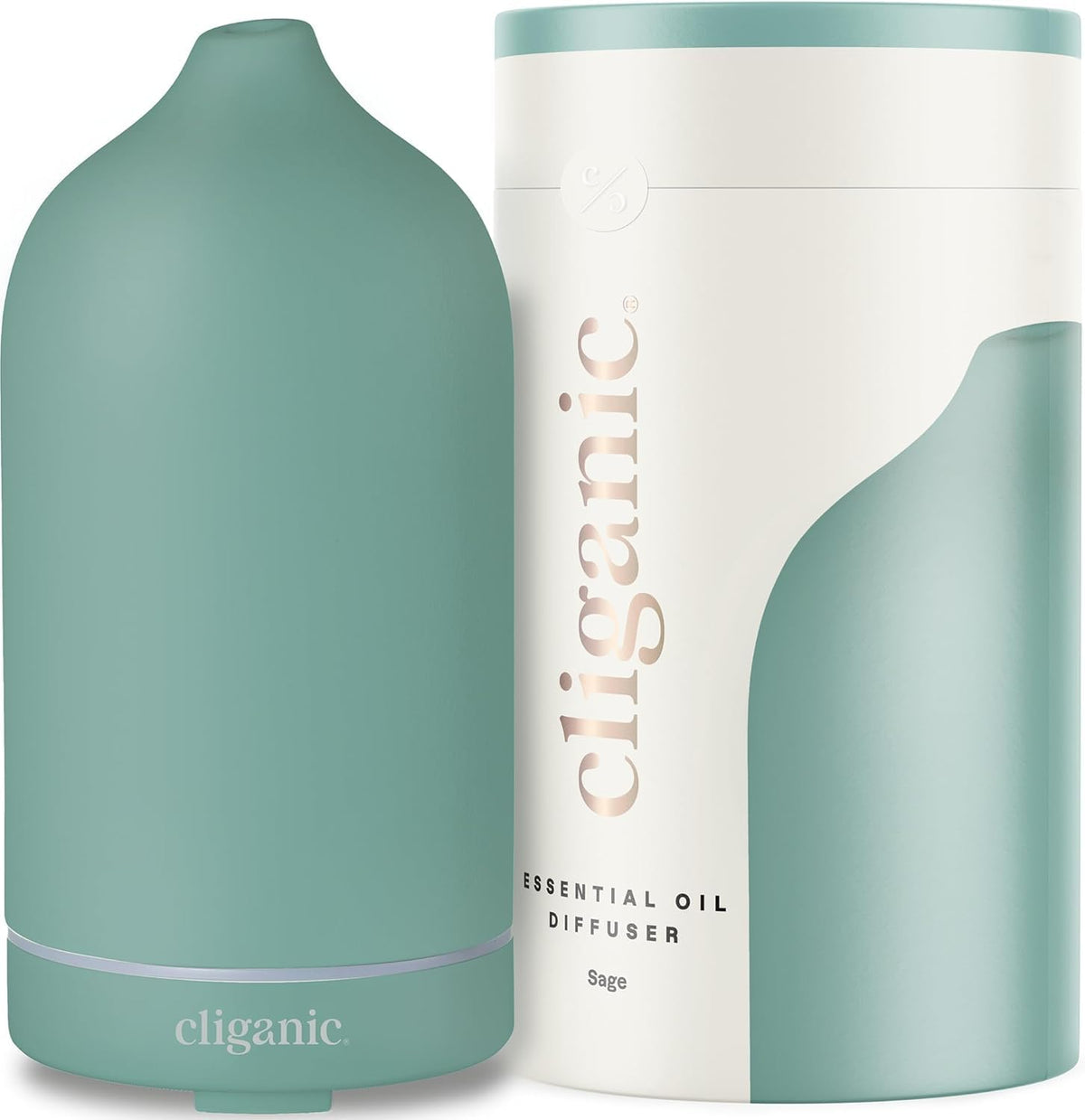 Cliganic Ceramic Essential Oil Diffuser, 100ml Cool Mist Humidifier, White