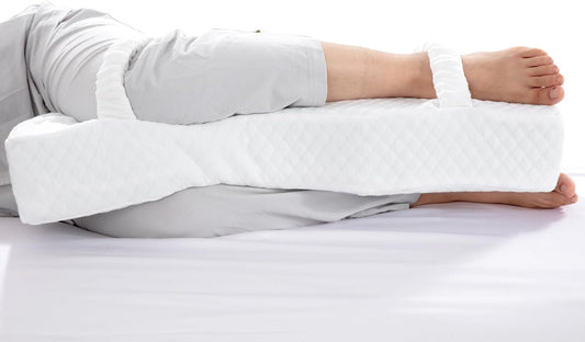 HOMBYS Memory Foam Knee Pillow for Side Sleepers-Leg Pillow for Sleeping with Straps,Hip & Leg Elevation for Pregnancy and Relief Lower Back Pain, Separates The Knees for Body Alignment (28"x11"x4")
