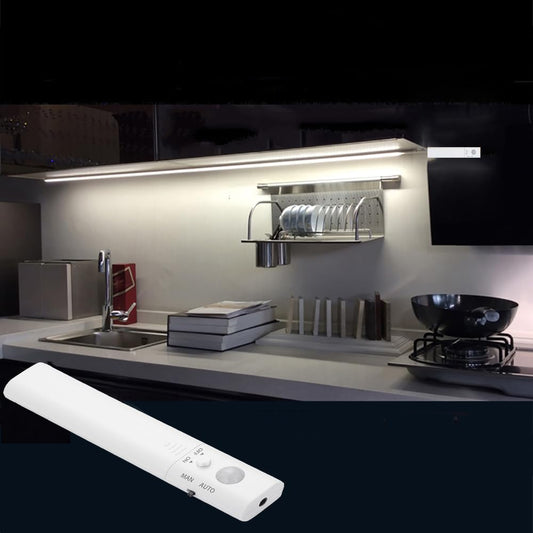 Cuttable Battery Operated Motion Sensor LED Light Strip Indoor 10 ft | Motion Sensored Activated Cordless Warm White LEDs Tape Lights for Bedroom Closet Under Bed Cabinet Counter Shelf Stair