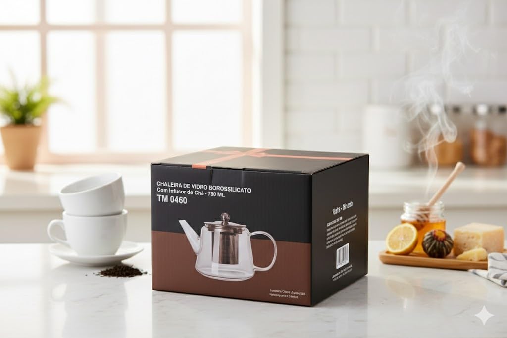 25oz (750ml) Borosilicate Glass Teapot with Removable Stainless Steel Infuser with Gift Box – Heat Resistant Clear Tea Pot for Loose Leaf, Herbal & Blooming Tea – Stovetop, Microwave & Dishwasher Safe