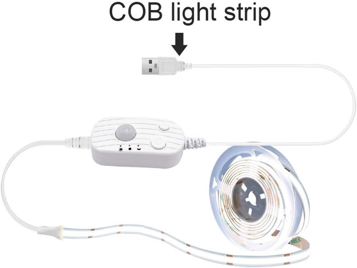 Motion Sensor LED Light Strip 3ft Auto Sensing USB Powered Rechargeable