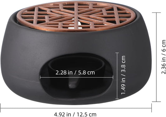 1 Set Ceramic Teapot Warmer Heating Base, Japanese Style 4.72x2.36 Inch Non-Slip Mat, Home Office Tea Coffee Milk Candle Holder Desktop Decor