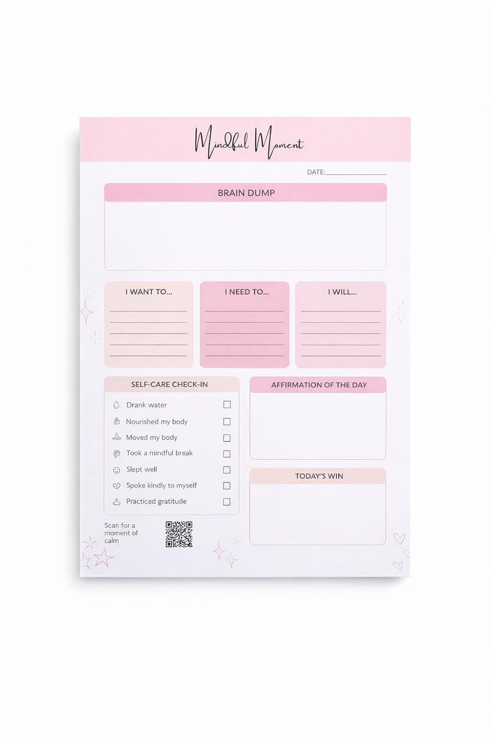 ADHD Daily Planner Notepad for Women – Brain Dump Pad, Mood Tracker & Self-Care Journal | Undated Productivity Planner for Neurodivergent Adults | 50 Tear-Off Sheets | Anxiety Relief