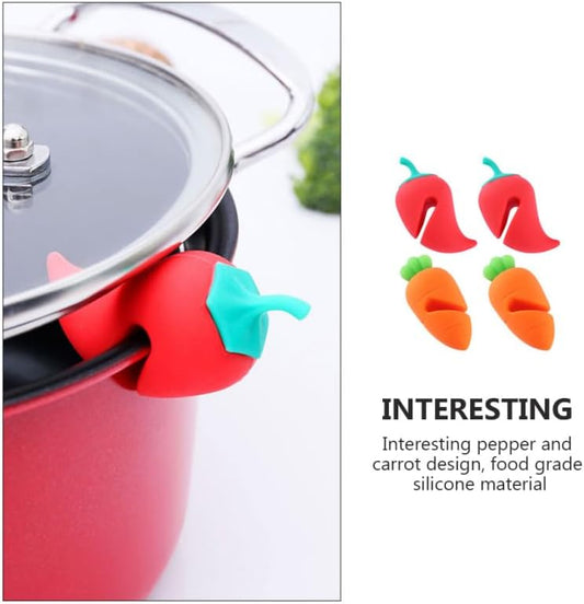 Angoily Pot Lid Lifter 8-Pack Silicone Spill Proof Boil Stoppers Heat Resistant Raised Edge Pot Lid Holders for Kitchen Cooking Food-Grade Spill Stoppers
