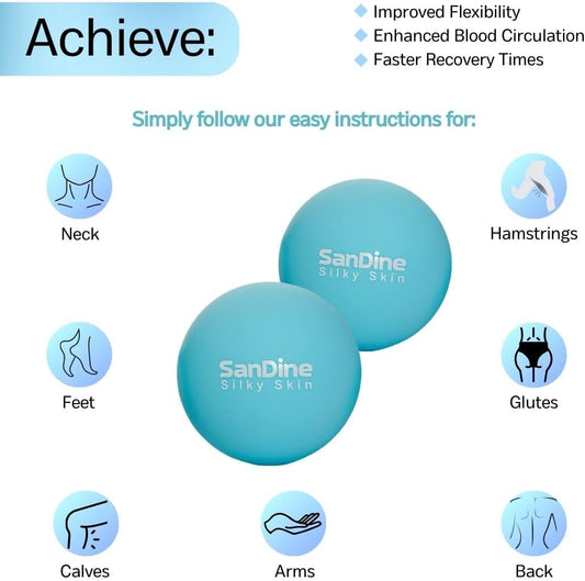 Lacrosse Massage Balls for Deep Tissue Massage - Release Tension Relieve Muscle Soreness Improve Flexibility - Ideal for Myofascial Release Trigger Point Therapy - 2Pack Yoga Balls by Sandine (Red)