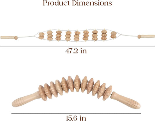 Wood Roller Massager for Body - 15.6 inch Lymphatic Drainage Manual Massage Tools for Sculpting, Muscle Shaping, Celulite Remover - Wooden Massage Tool for Manual Maderotherapy