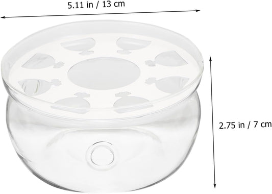 Round Glass Teapot Warmer Base with Multiple Ventilation for Heat Dissipation Practical Tea Stove and Food Heater Accessory White Insulation Stand for Teapot Heating