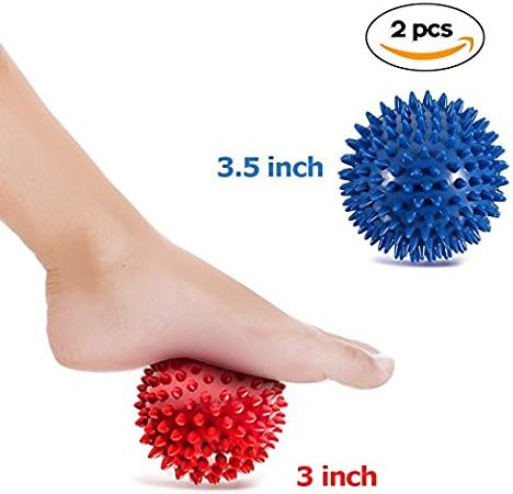 Pack of 2 Spiky Hard Massage Balls - Foot Arch Trainer Plantar Fasciitis, Muscle Massager Ball Exercise