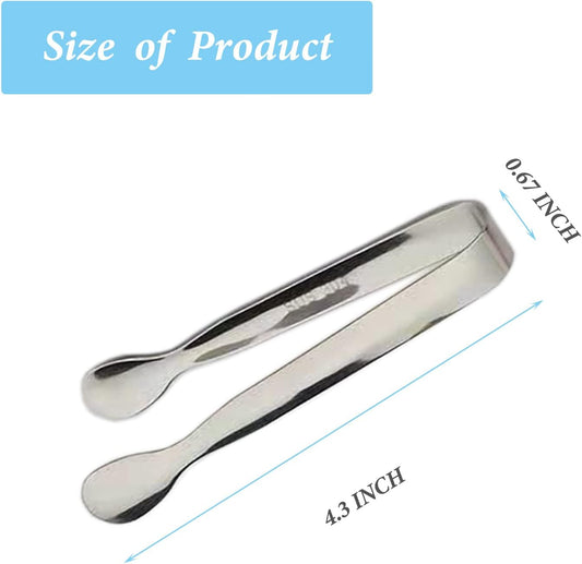 Ice Tongs Mini Sugar Tongs 4.25Inch Stainless Steel Kitchen Utensils Set,Small Serving Tong and Tiny Kitchen Tong for Appetizers,Tea Party, Coffee Bar, Desserts by Sunenlyst (Silver)
