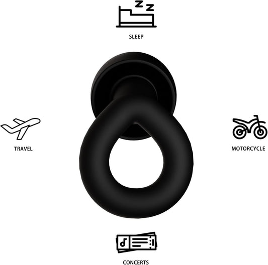 Silicone Ear Plugs for Noise Reduction, Reusable Ear Plugs for Sleeping Noise Cancelling, Concerts, Motorcycle, Travel & Hearing Protection NRR 33dB - 8 Ear Tips in XS/S/M/L, Black