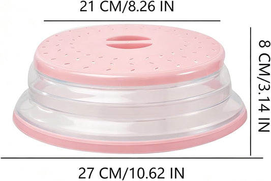 8 IN Small Collapsible Microwave Splatter Cover | pink, Microwave Plate Cover With Steam Vent