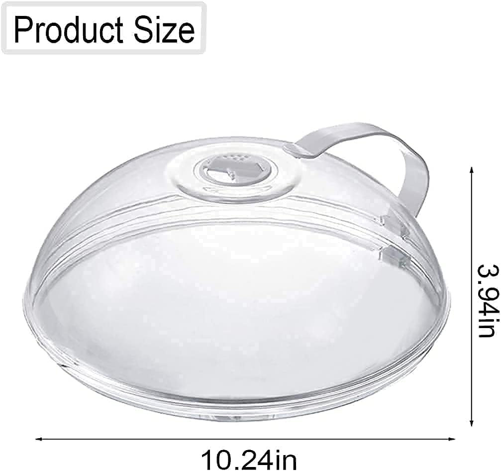 2 Pack Microwave Splatter Cover, Transparent Cover, Microwave Plate Cover Lid with Handle and Adjustable Steam Vents Holes Keeps Microwave Oven Clean