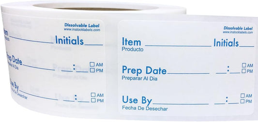 InStockLabels Dissolvable Food Rotation Labels, 2 x 3 Inch, 500 Labels | Storage date stickers for shelf life preparation, organization, meal prep and food rotation, dissolves in water residue-free
