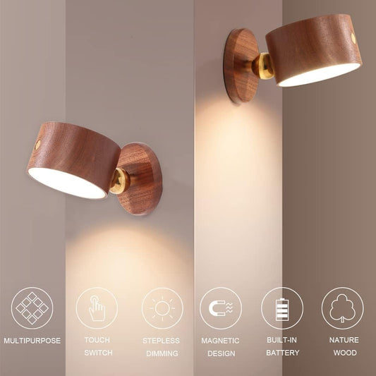 Wood Wall Sconce Cordless,Magnetic Wall Mounted(Sapele)