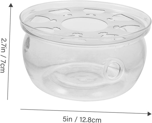 Chic Glass Teapot Warmer Round Heating Base Household Teapot Heater for Loose Leaf and Blooming Tea Removable Infuser Compatible Tealight Candles