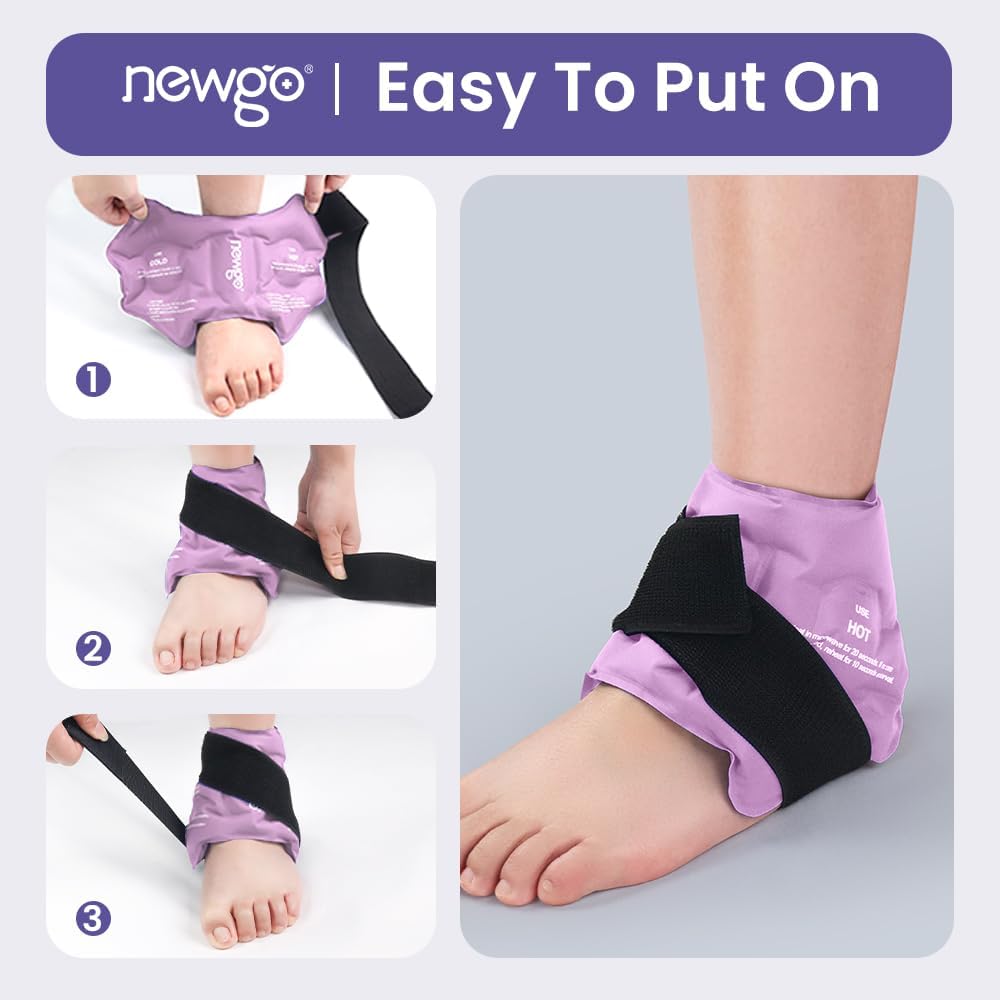 NEWGO Ankle Ice Wrap – Reusable Cold Pack for Swelling & Post-Surgery | Reusable Gel Ice Wrap for Ankle, Cold Therapy for Sprains, Swelling, and Post-surgery Recovery, Ideal for Ankle Injuries