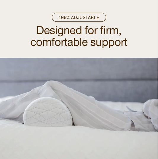 Coop Home Goods Four Position Adjustable Support Pillow, 21 x 8 Half-Moon Shape with Memory Foam Insert, Wedge Pillow for Knee, Leg, Neck, Lumbar and Pressure Points Support