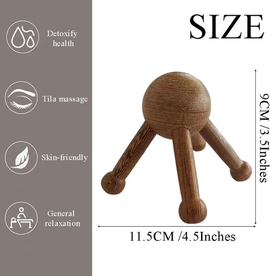 OULIGET Wooden Trigger Point Massage Tool,Spider Shape 5 Legs Massager,Scalp Massager Scraping Tool for Back,Neck,Shoulder and More
