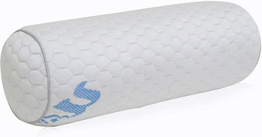 Kingnex Cylinder Bolster Roll Pillow for Back or Side Sleepers 20x8 | Shredded Latex Filling, Removable Cooling Cover, Under Knees for Back Sleepers, Between Legs to Relief Lower Back Pain