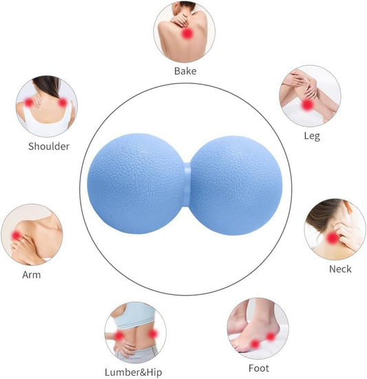 Double Lacrosse & Micro-Elastic Peanut Massage Ball - Myofascial Release Tool for Muscle, Back, Foot, and Physical Therapy, Mobility Roller for Acupressure and Relaxation (Pink)