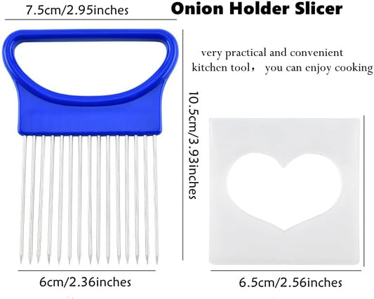 YVPSI 4pcs Onion Holder Slicer Stainless Steel Onion Slicer Tool for Lemon | Onion Cutter with Cover Vegetable Chopper Tomato Potato Onion Slicer Food Slicer Assistant Tool for Slicing Lemon Fruit Meat
