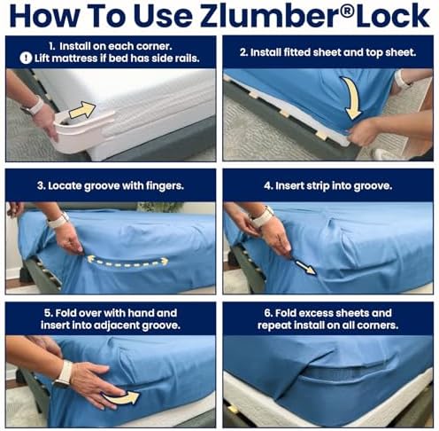 The Original USA Patented ZlumberLock - Secure Sheet Holder with Heavy-Duty Mattress Straps – No More Loose Bedding, Universal Fit, Easy One-Time Installation