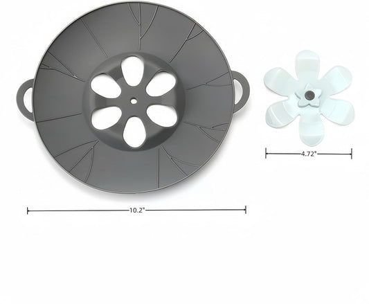 Spill Stopper Lid Cover, Boil Over Spill Stopper, Silicone Pot Lid, 10.24" Spill Stopper, Microwave Splatter Cover with Vents, Multi-Function Kitchen Tool (Grey)