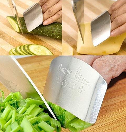 Finger Guard for Safe to Slice Cutting Vegetables Fruit- 2PCS, 304 Stainless Steel Finger Hand Protector Kitchen Tool Guard, Present for Thanksgiving, Wife, Mothers, Children;