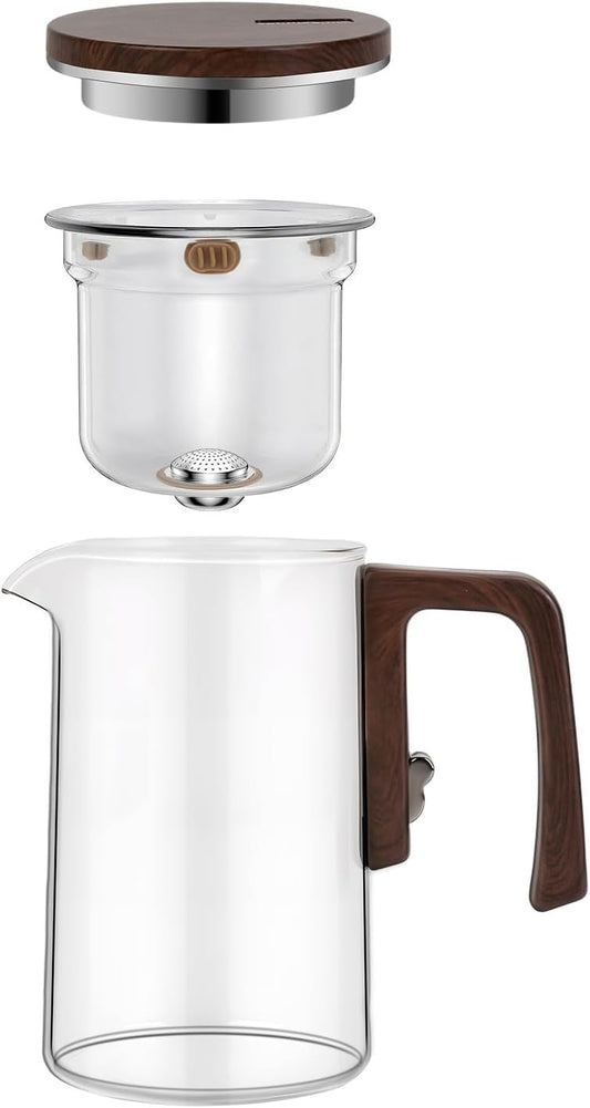 Magnetic Teapot, 24.3oz High Borosilicate Glass Teapot with Infuser, Loose Leaf Tea Steeper Pot, Heat Resistant Enchanti Tea Pot with Infusers for Herbal Leaf Brewing