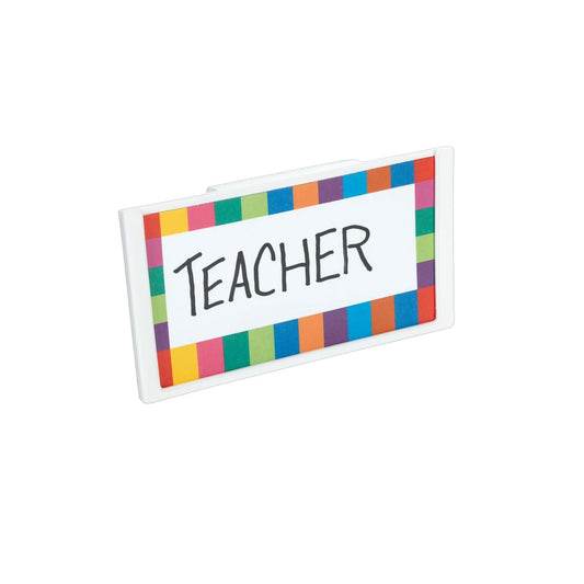 Really Good Stuff Basket & Bin Label Holders with Labels, 12-Pack | Storage for Classroom Organization, Plastic Label Clip & Holder for Baskets, Clear & Durable
