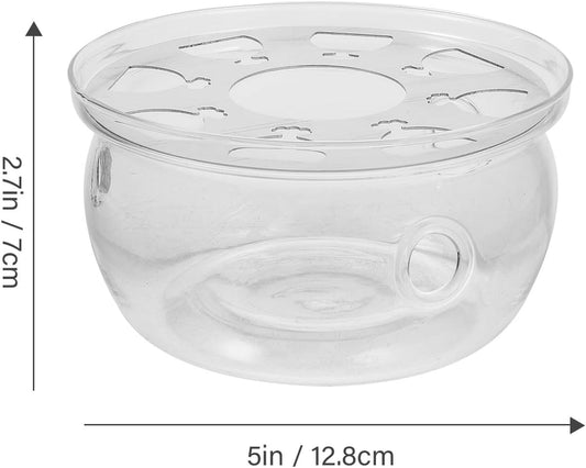 BESPORTBLE Household Glass Teapot Warmer with Heat-Resistant Base Safe Glass Tea Stove Heater for Warming Tea and Food Compact Design for Home Decoration and Practical Use