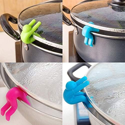 Spill Stopper, 4 Pack Creative Silicone Cooking Tools lid Spill Stopper Lid Cover For Pan Kitchen Tool (Green and Pink)