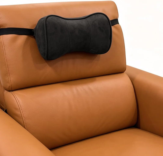 Car Neck Support Pillow Recliner Headrest Pillow for Neck Pain Relief Tan | Head Cushion for Couch Office Chair, Adjustable Strap, Memory Foam, Breathable Cover, Ergonomic Design, Fits most car seats