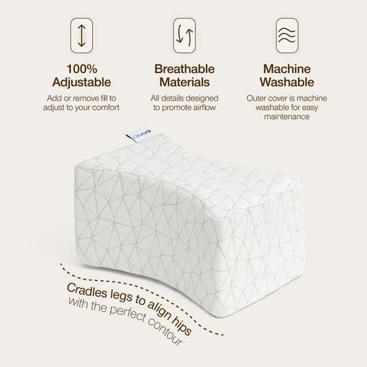 Coop Home Goods Leg Support & Knee Pillow for Side Sleeper, Adjustable Soft Orthopedic Leg Pillow for Sleeping, Pregnancy, Sciatica, Back, Hip and Joint Support with Washable Cover