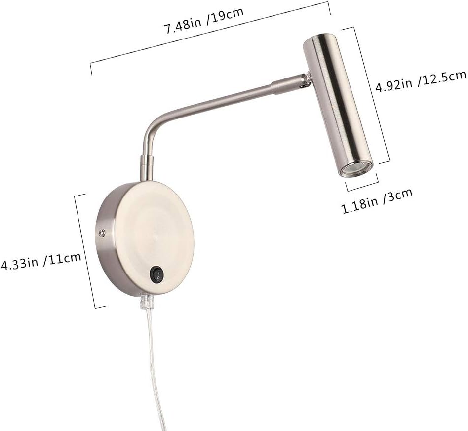 Joossnwell Wall Lamps that Plug in, Bronze Metal Industrial Wall Spotlight with Switch on Off for Home Bedside Lighting Fixtures Warm White 3000K 1 Pack