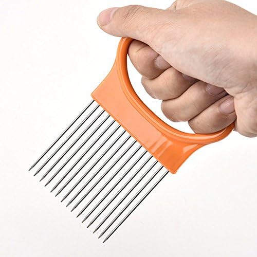 Tomato Onion-Holder Vegetables Slicer-Cutting-Aid Holder Guide Slicing Cutter Safe Fork (white+yellow 2Pcs)