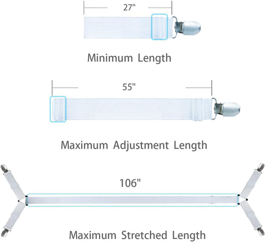 Pack of 2 Bed Sheet Straps, Fitted Sheet Holders for Corners