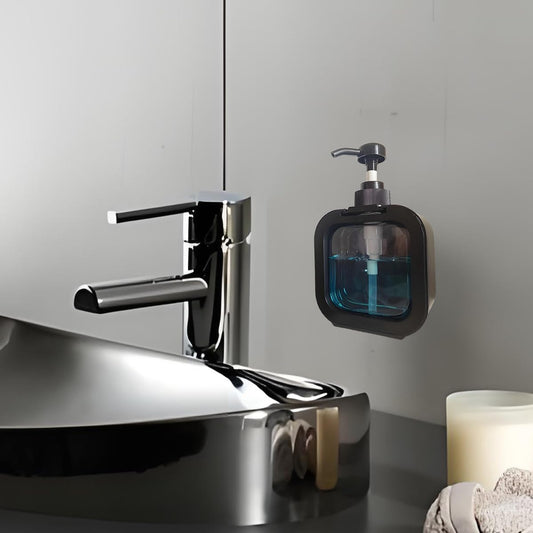 Hand Soap Dispenser Bathroom, Shower Soap Dispenser Wall Mounted, Dish Dispenser for Kitchen, Shampoo and Conditioner Dispenser with Pump and Labels (Black)