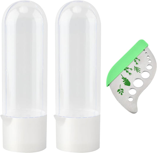 3Pcs Refrigerator Herb Keeper with Herb Peeler, Transparent Window & Removable Filler Cap, Extends Freshness Up to 2-3 Weeks for Cilantro, Basil, Parsley, Mint & Greens