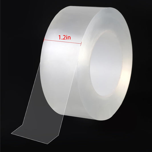 Transparent Weather Sealing Tape, Clear Draft Isolation Film Tape for Door Draft Stopper, Adhesive Tape for Doors, Windows and Shower Glass Gaps - No Residue (1.2 Inch x 16Ft)