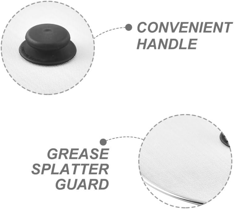 Hemobllo Grease Splatter Guard Stainless Steel Fine Mesh Splatter Screen Lid with Insulated Handle for Oil Splash Protection & Easy Cleanup, for Frying Pan, Stovetop, Home & Restaurant