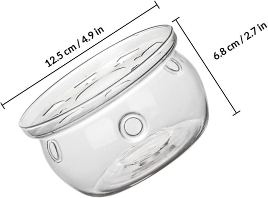 TIDTALEO Glass Teapot Warmer Base for Home Use, Borosilicate Heat-Resistant Tea Heater Accessory with Candle Holder, Desktop Tea Ceremony Heating Stand